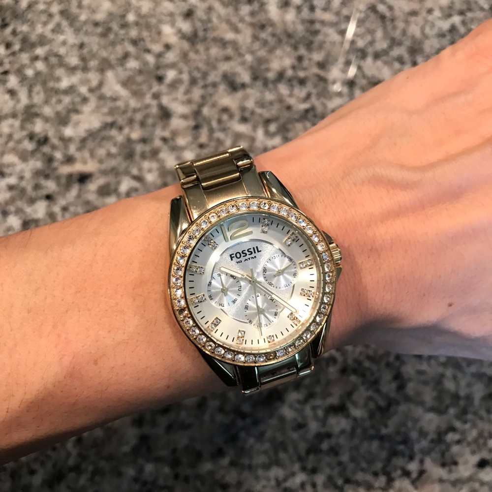 Fossil gold metal watch